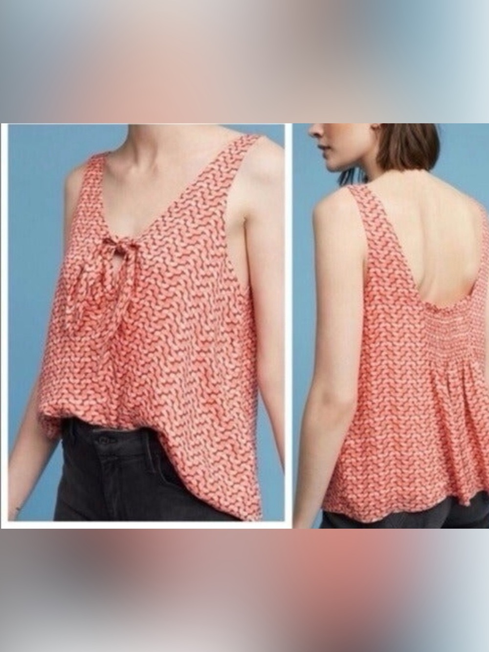Anthropologie Maeve Verena Coral Tie-Front Blouse - Size XXS